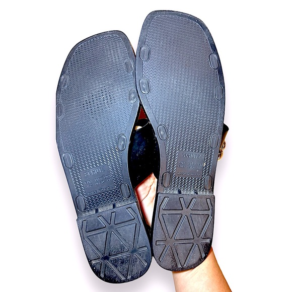 SCHUTZ STUDDED JELLY Sandals slip on black size 11 strap flat - Picture 4 of 4